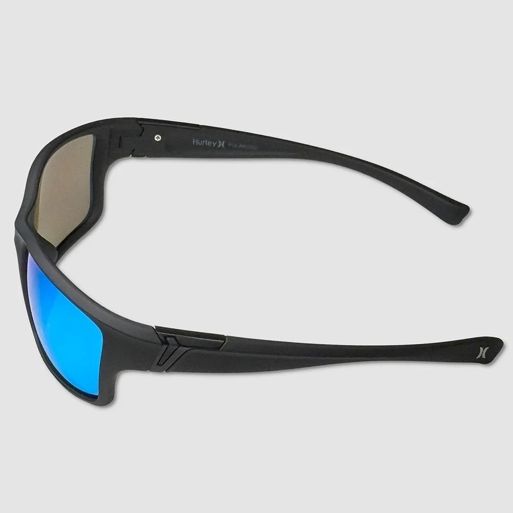 Hurley Sport Wrap Polarized Sunglasses - NEW Black / Blue Mirror - #49565-SUN4